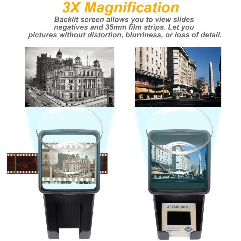 DGODRT 35mm Slide Viewer, Film Negative and Slide Viewer with 3X Magnification and LED Lighted Illuminated Viewing, USB Powered - Image 3