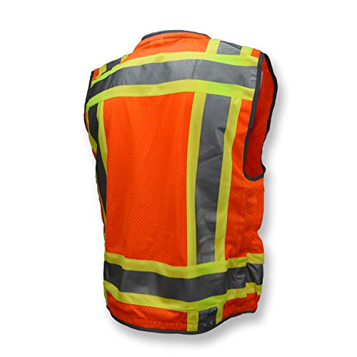 Radians SV55 Class 2 Heavy Woven Two Tone Engineer Vest with Padded Neck to Support Extra Weight in Cargo Pockets, Orange, 2X-Large - Image 2