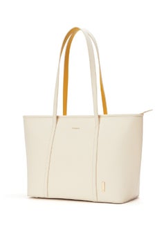 Mokobara MOKOBARA The Astrid Minimal Tote Vegan Leather Oversized Black Tote Bag For Women (Oatmilk)  - Image 1