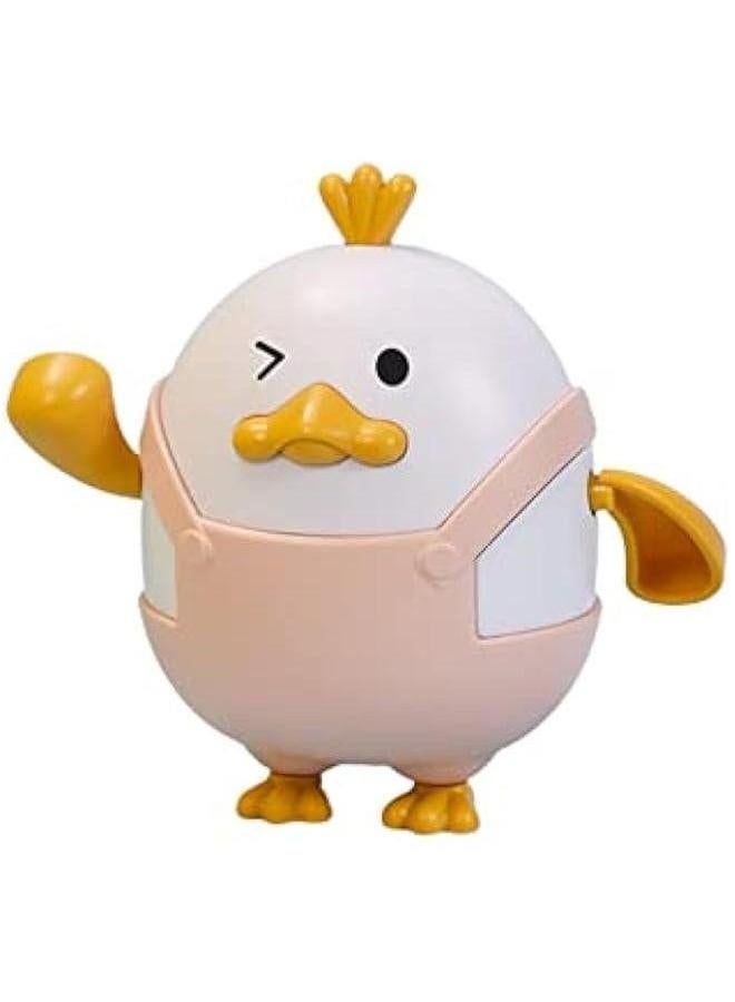 Pull & Go Duck Bath Toy, Funny Duckling Toy Wind-up Tub Jumpsuit Bathtub Swimming Goggles Water Boat for Boys and Girls (1-Pink)  - Image 1
