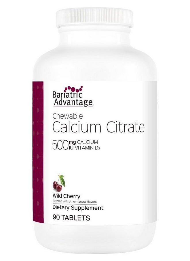Bariatric Advantage - Calcium Citrate Chewable 500Mg With Vitamin D3 For Bariatric Surgery Patients Including Gastric Bypass And Sleeve Gastrectomy Low Sugar Wild Cherry Flavor 90 Count - Image 1