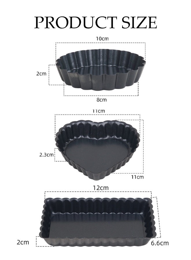 DUNISO 3Pcs Baking Pan Non-Stick Quiche Tart Tin Fluted Different Shapes Deep Flan Dish with Removable Bottom Carbon Steel Round Pizza Plate Multi-Functional Baking Tray for Baking Quiches, Pies, Flans, Cheese  - Image 4
