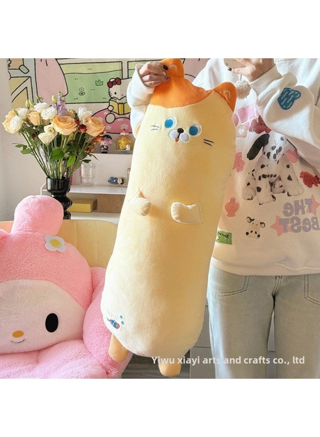 Cat Sleeping Pillow With Leg Pillow Special Doll Children's Plush Toy Girl Sleeping Doll Pillow-Specifications:Yellow-Color:90cm1.05kg - Image 1