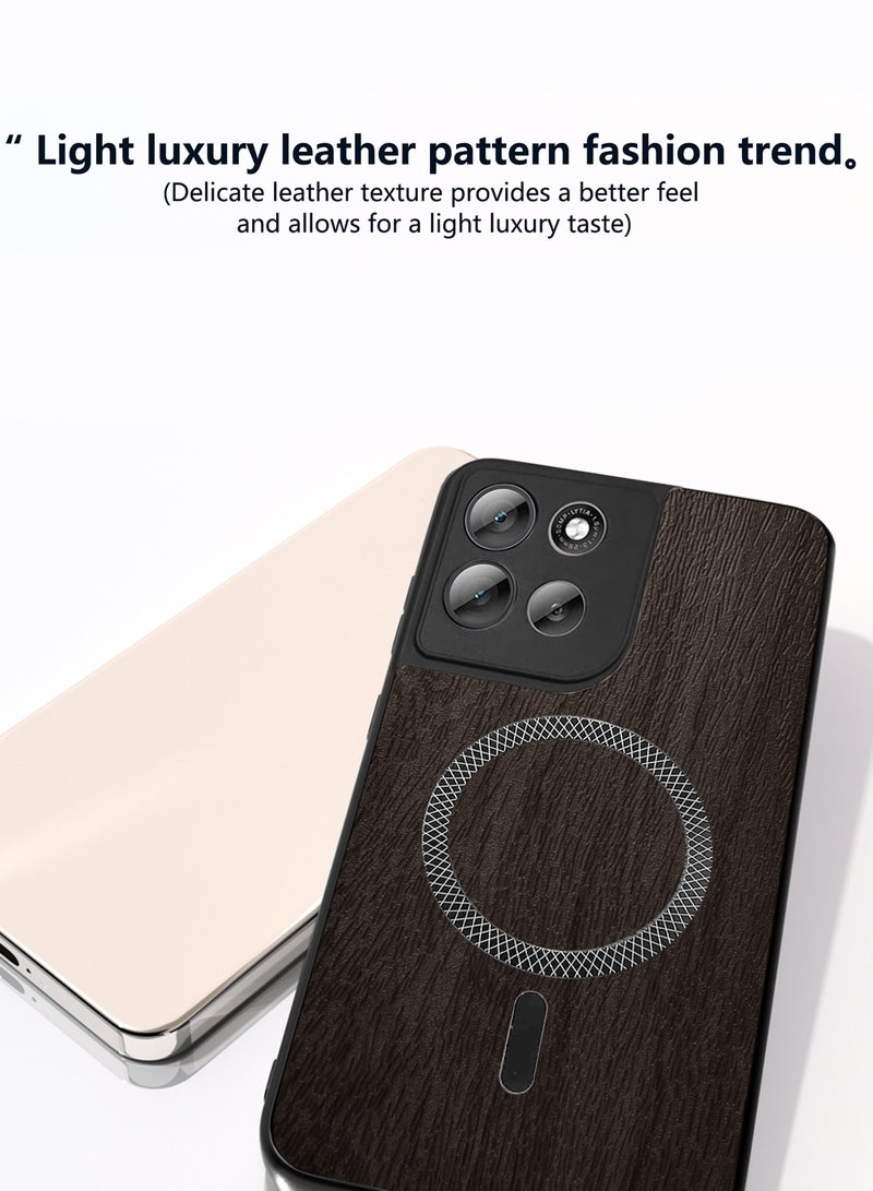 Wtech Motorola Moto G56 5G 2025 Wood Texture Strong Magnetic Case Plus Shell Shockproof Magsafe Hard PC Rear Case Cover (MCMPMN) - Ebony Wood - Image 2