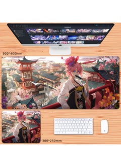 No Overlock Honkai Impact 3 Mouse Pad Extra Large Animation Kiana Dem Lisa Alicia Two-Dimensional Notebook-Color:70x35cm Thickness 3mm-Pattern:Orange Red Changan Picture