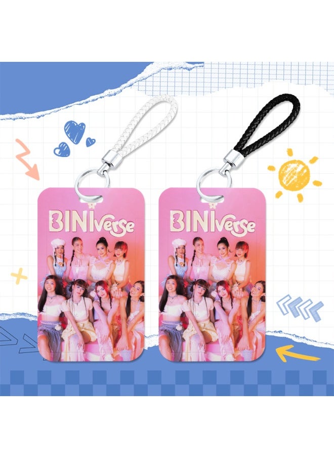 NIBEMINENT 1 - Piece BINI Kpop Photo Card Holder Pendant Key Chain ID Badge Holder ID Card Holder Photo Card Protector for School ID Office ID Access Card for Women Girls 