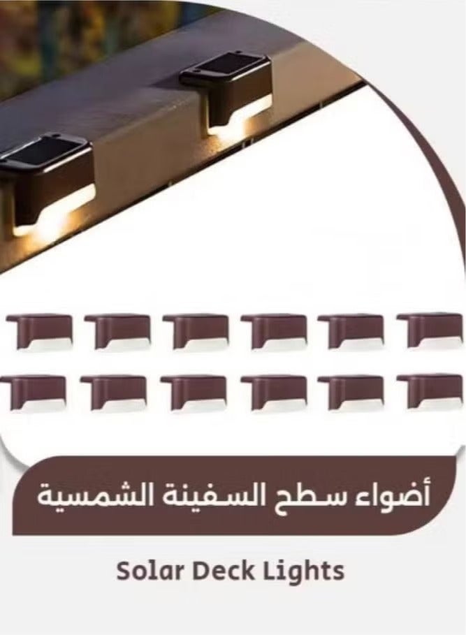 YelaJoy 12-Piece Waterproof Lights, Solar Deck Outdoor LED Step Fence Wall Light Decoration for Yard Patio Stair Pathway (Warm White) - Image 1