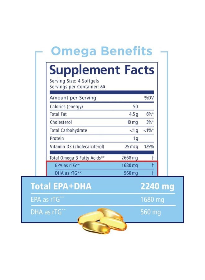 PRN Physician Recommended Nutriceuticals Omega Benefits Fish Oil 240 Softgels - Image 5