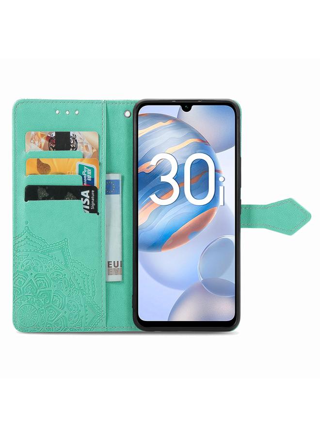 اس-توب جراب هاتف Honor 30i من الجلد المنقوش بزهرة ماندالا - Image 3