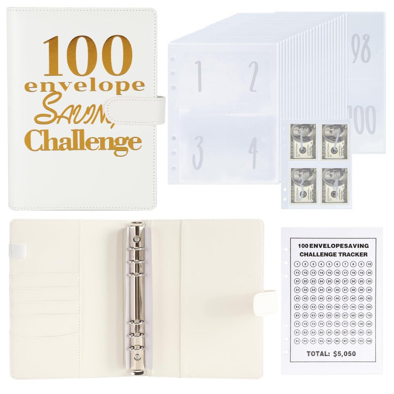 NICOOTH 100 Envelopes Money Saving Binder A5 Savings Challenge Book Easy and Fun Way to Save $5050 - Image 1