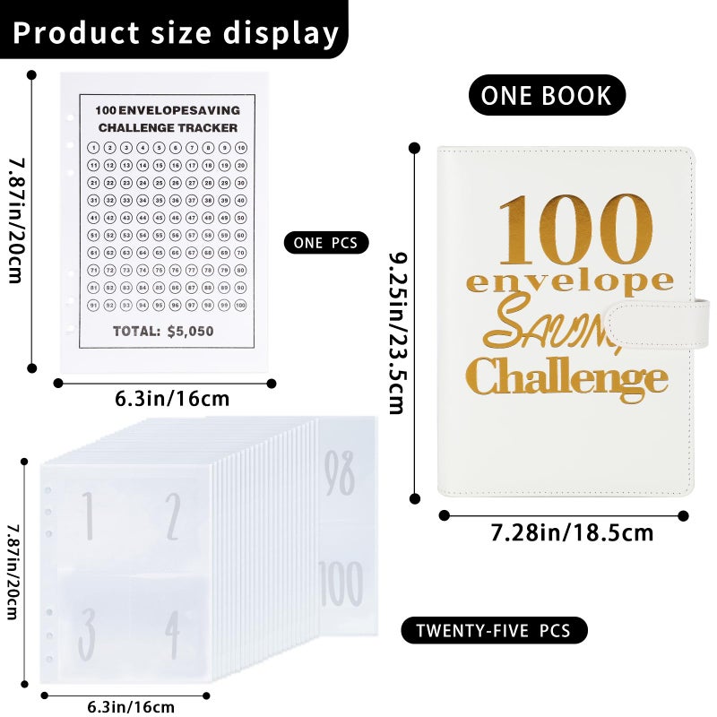 NICOOTH 100 Envelopes Money Saving Binder A5 Savings Challenge Book Easy and Fun Way to Save $5050 - Image 2
