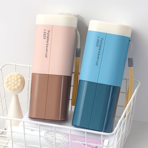 Shopiable Store Plastic Travel Toothbrush Case Cover | Multifunctional Toothpaste & Towel Holder | Portable Wash Cup Organizer Storage Container Box for Business Trips & Travel | Blue - Image 3