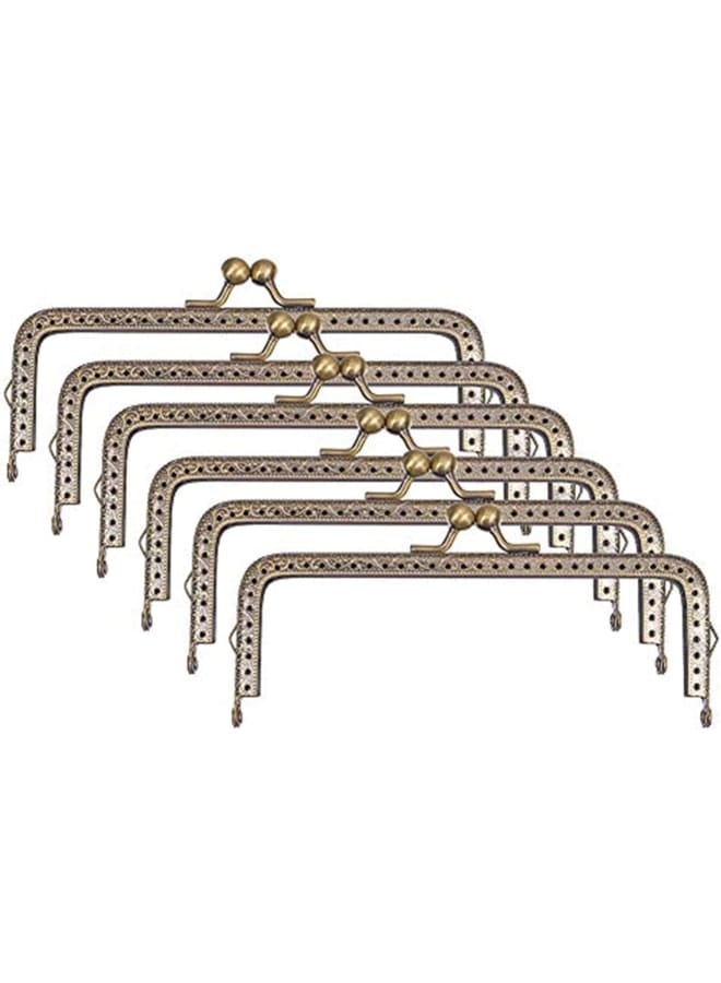 6pcs Metal Purse Clasp Frame,Coin Bag Kiss Clasp Lock for Purse Making DIY Craft,Rectangle Resin Beads for Leather Bag Clip - Image 1