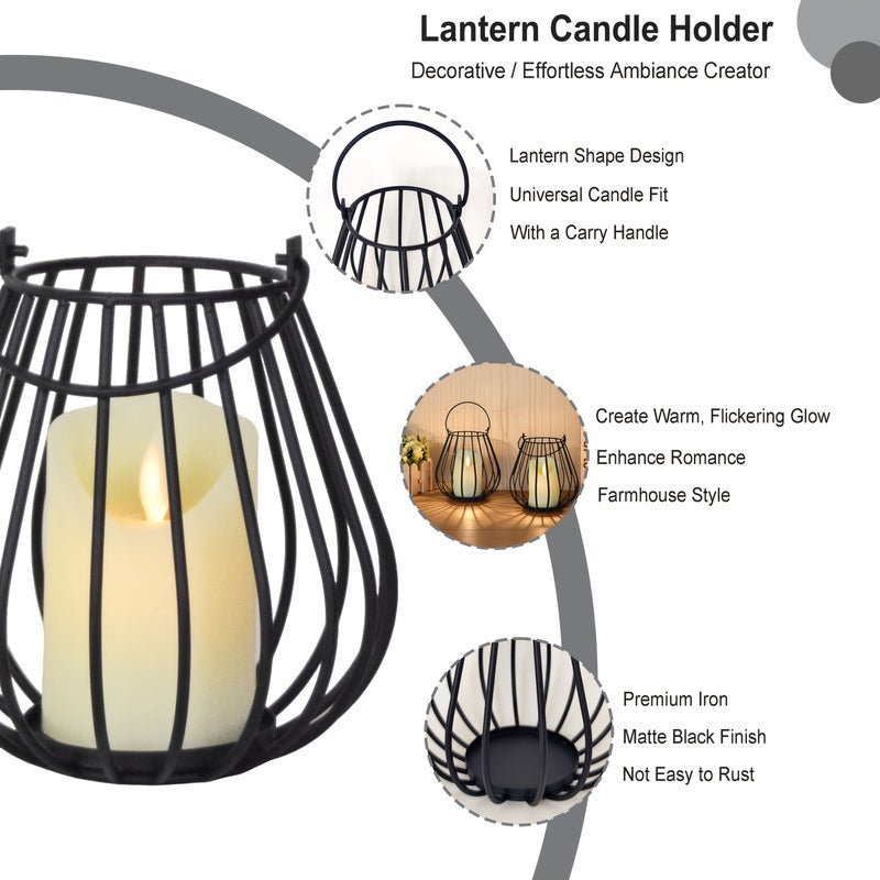 Vintage Black Metal Wire Cage Candle Holder Set For Home Decor - Image 4