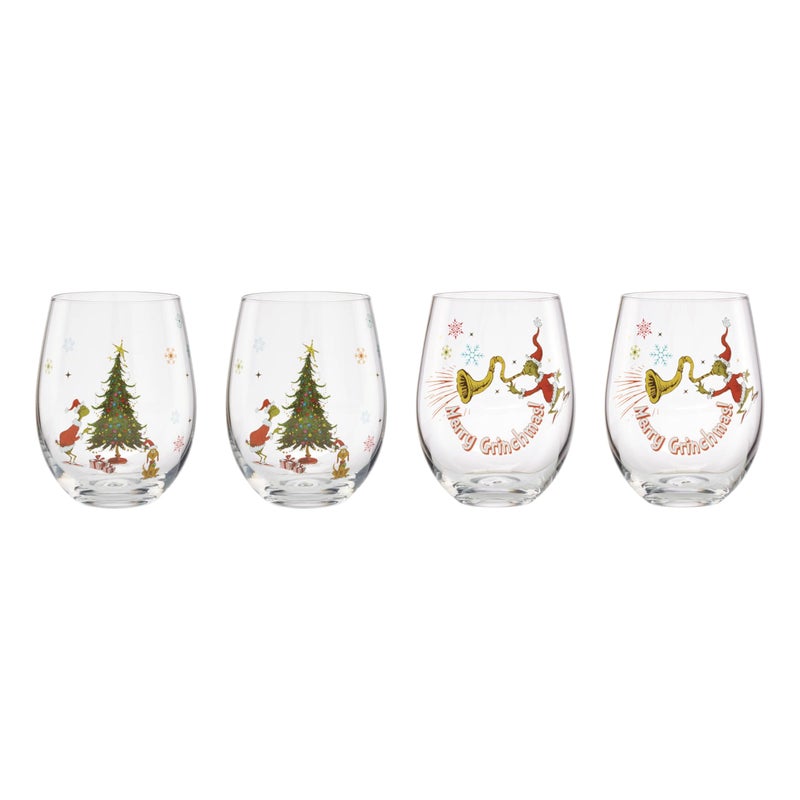 Lenox 896895 Merry Grinchmas Glass Tumblers Set of 4 Assorted Christmas Drinkware Holiday Hosting - Image 2