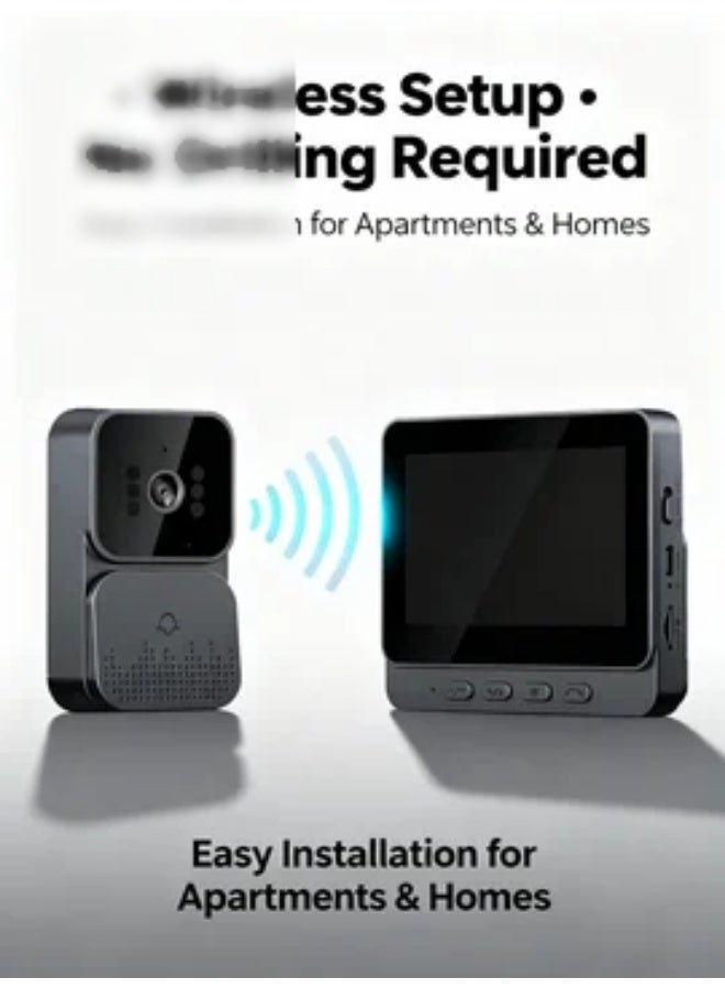 robotgcc Smart WiFi Video Doorbell with 4.3" IPS Monitor | Wireless Home Security Camera with Night Vision, Motion Detection, Two-Way Intercom, Wide-Angle Viewing, Auto Recording, Photo Storage, Built-in Speaker & Microphone for Apartments and Houses - Image 3