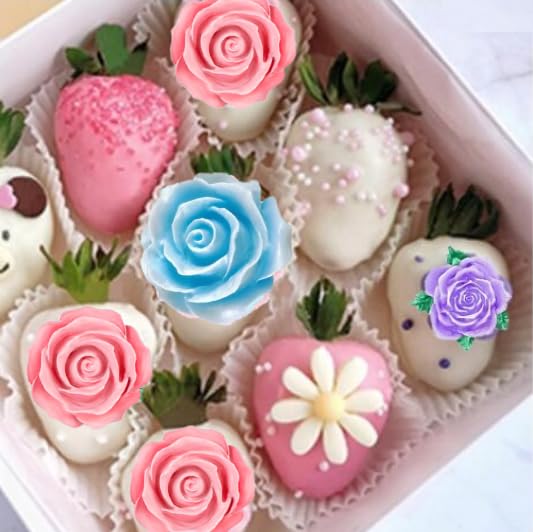 AMBESTEE Rose Flower Silicone Molds,2pcs Roses Flowers Fondant Molds Polymer Clay Mould Candy Chocolate Molds for Cupcake Cake Pop Puck Decoration DIY Crafts - Image 5