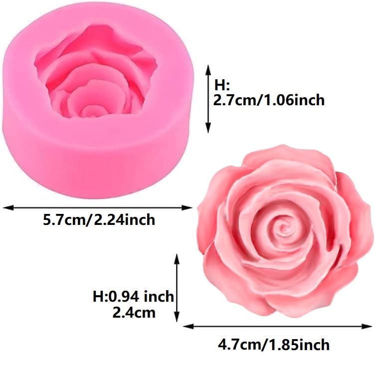 AMBESTEE Rose Flower Silicone Molds,2pcs Roses Flowers Fondant Molds Polymer Clay Mould Candy Chocolate Molds for Cupcake Cake Pop Puck Decoration DIY Crafts - Image 2