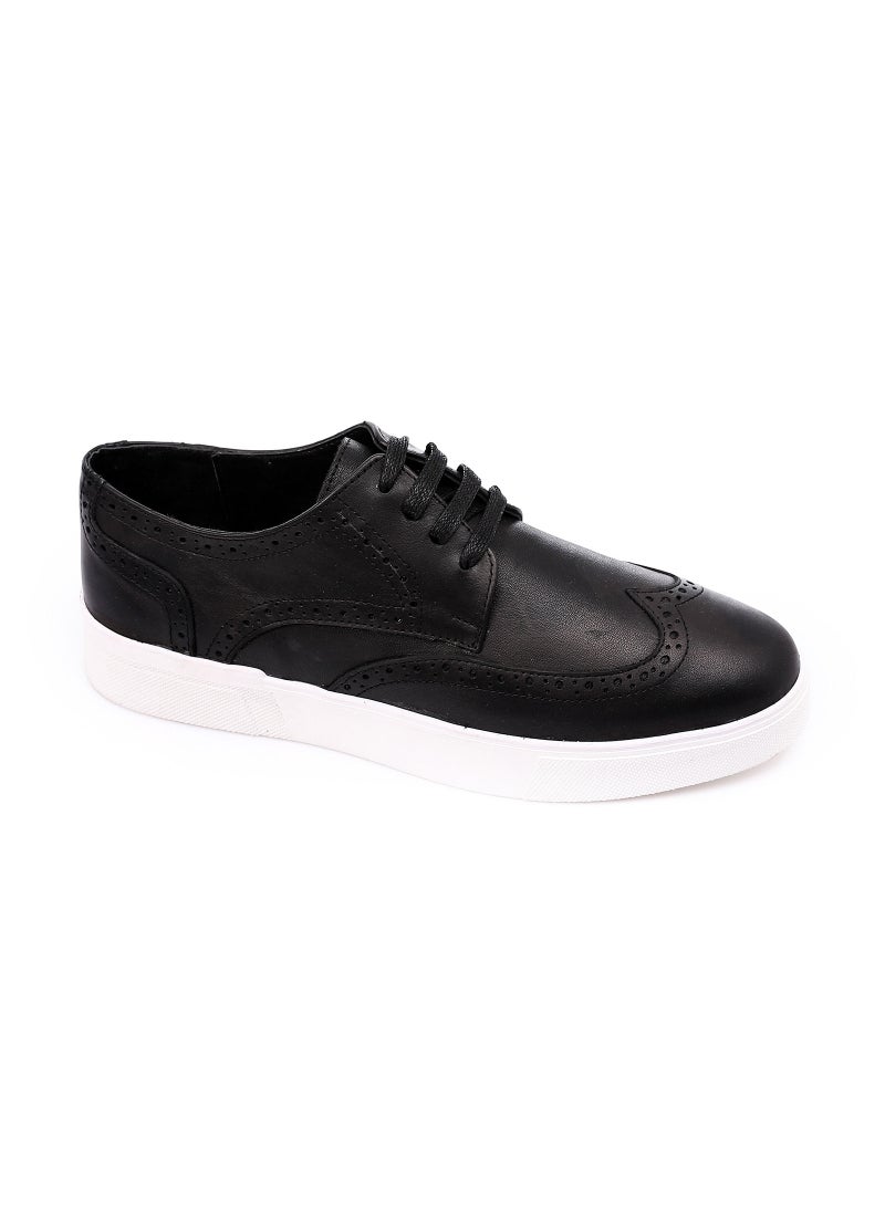 Mr.joe - Lace Up Round Toecap Flat Sneakers - Black - Image 1