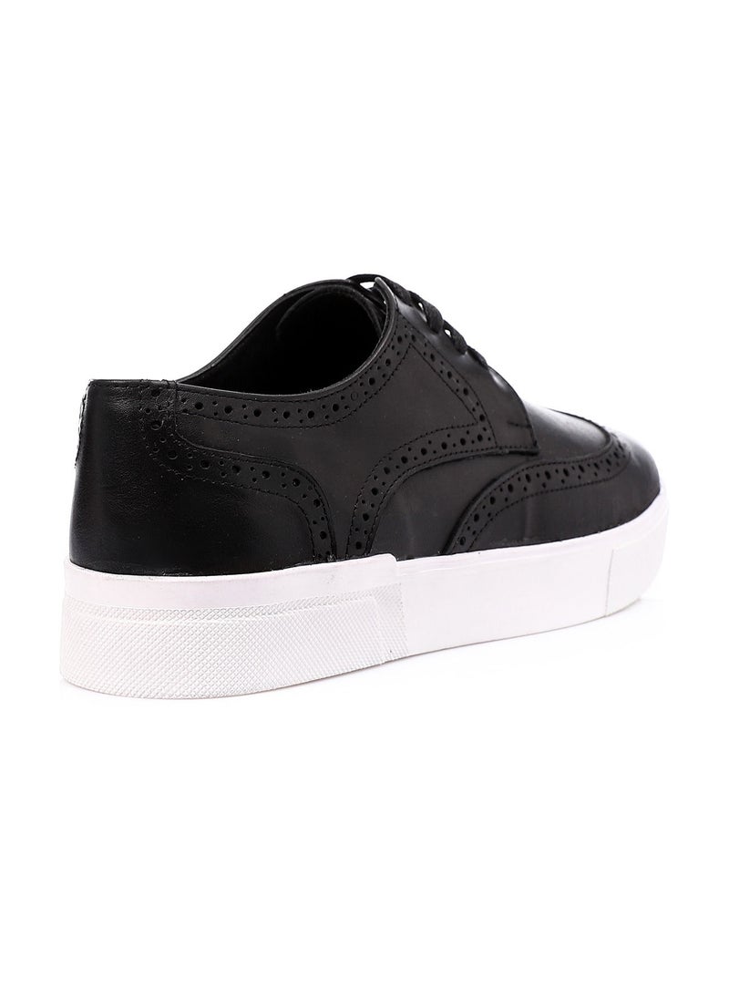 Mr.joe - Lace Up Round Toecap Flat Sneakers - Black - Image 1