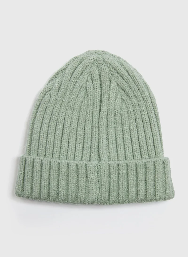 Matalan Baby Green Ribbed Beanie
