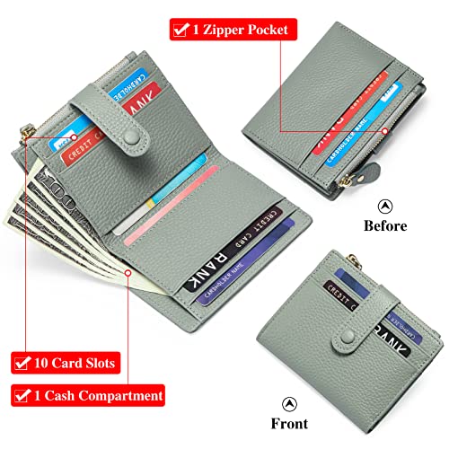 FALAN MULE Small Wallets for Women RFID Blocking Slim Bifold Leather Womens Wallet with Zipper Coin Purse - Image 2