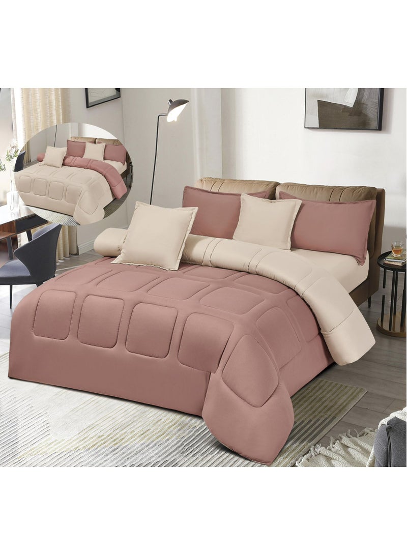 مينج لي طقم لحاف مفرش سرير ملكي نفرين مكون من 6 قطع مميزة مقاس 240 في 220 سم - Image 1