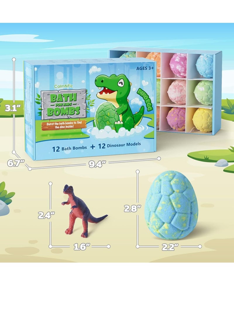 CalmNFiz Bath Bombs with Surprise Dinosaur Toys Inside, 12 Pack Organic and Natural Bubble Bath Bombs, Bath Bomb Set for Her/Him - Image 3