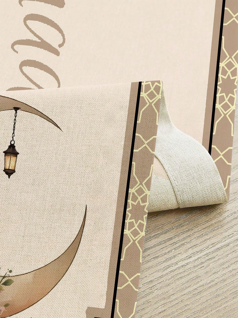 Ramadan Decorations Table Runner With Crescent Moon And Lantern Floral Design For Home Tables 90×33cm– Ramadan Decorations For Homes And Parties - Image 3