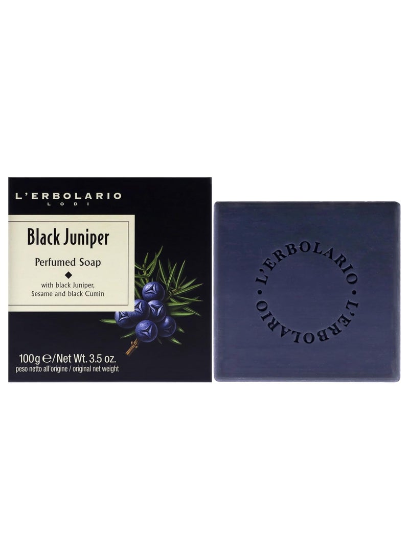 L'Erbolario - LErbolario Black Juniper Perfumed Bar Soap  Enriched With All Natural Ingredients And Aromatic Fragrances  Cleanses And Moisturizes Skin  Long Lasting And Creates A Rich Creamy Lather  35 Oz - Image 1