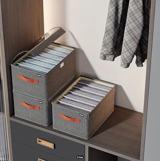 Deoxys Deoxys Wardrobe Storage Organiser Foldable Closet Clothes Organiser Fabric Storage Boxes with Lid and Clear Window For Jeans Pants Shirts Leggings Sweaters - Image 3