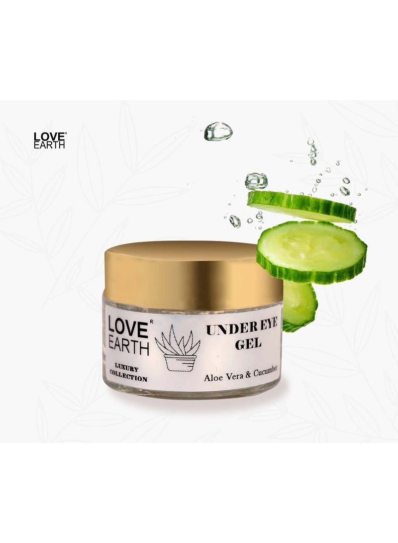 Love Earth Organic Under Eye Gel with Aloe Vera & Cucumber Extracts Reduces Dark Circles, Puffiness and Fine Lines 50gm - Image 2