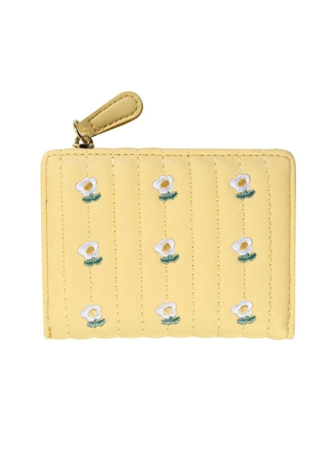 Generic Leather Flip Wallet & Card Holder with Multiple  Pockets and Zipped Pocket Yellow  - Image 1