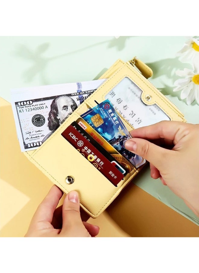 Generic Leather Flip Wallet & Card Holder with Multiple  Pockets and Zipped Pocket Yellow  - Image 3