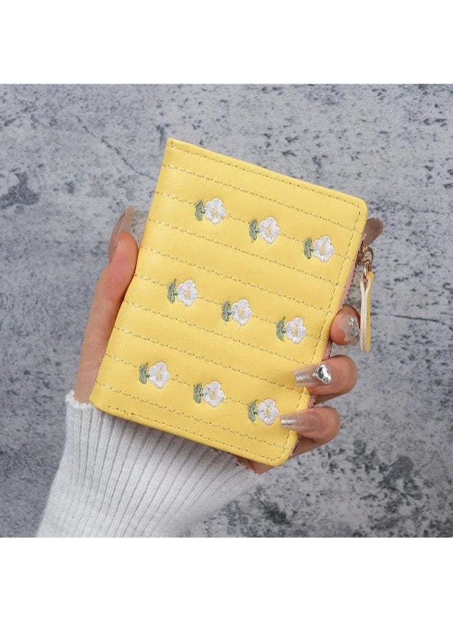 Generic Leather Flip Wallet & Card Holder with Multiple  Pockets and Zipped Pocket Yellow  - Image 2