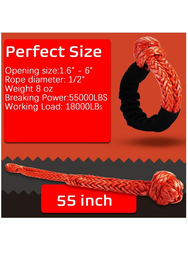 Y&D Shackles, Towing Winch  Recovery Ring, with Soft Shackle 1/2"" X 22 Inch, Block, for ATV UTV SUV Truck (Red Shackle)  - Image 2