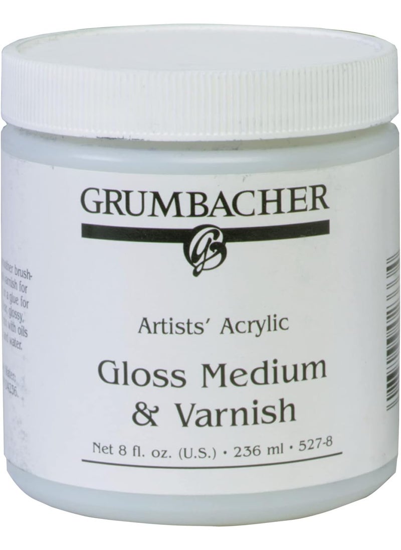 Alvin Grumbacher Acrylic Gloss Medium  Varnish 8 oz jar 