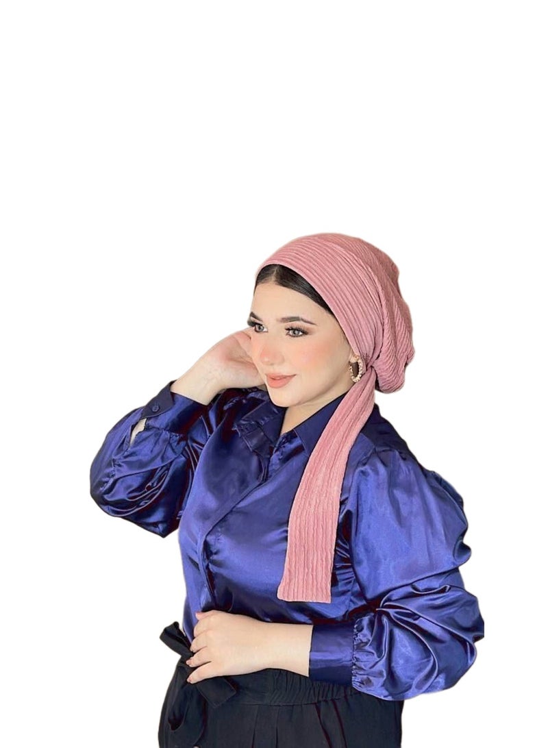 طرحة مكرمش فاخرة للنساء – تصميم عصري مريح – لون وردي ترابي أنيق – خامة خفيفة عالية الجودة لإطلالة راقية