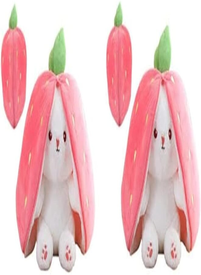 PW TOOLS PW TOOLS 2 Easter Bunny Plush Toy, Easter Bunny Cuddly Toy, Plush Toy Rabbit, Rabbit Stuffed Toy, Carrot Plush, Strawberry Plush, Easter Gifts for Children, Boys, Girls 