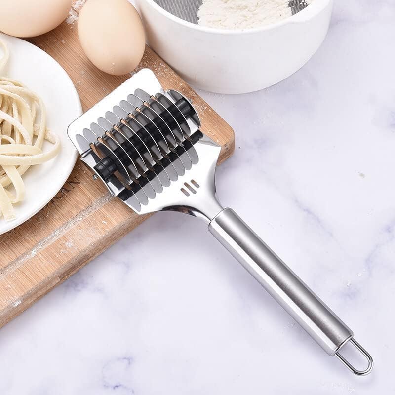 DASTAV Noodle Cutter Roller High Grade Stainless Steel Lattice Roller Docker Dough Cutter Pasta Spaghetti Maker for Kitchen Cooking Tools with Hanging Loop Pack of 1  - Image 5