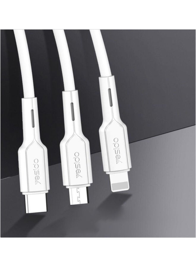 NIBEMINENT 3 In 1 Charging Data Cable White - Image 1