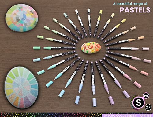 TOOLI-ART Acrylic Paint Markers Paint Pens Special Colors Set For Rock Painting, Canvas, Fabric, Glass, Mugs, Wood, Ceramics, Plastic, Multi-Surface. Non Toxic, Water-based (PASTEL) - Image 4