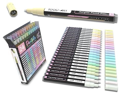 TOOLI-ART Acrylic Paint Markers Paint Pens Special Colors Set For Rock Painting, Canvas, Fabric, Glass, Mugs, Wood, Ceramics, Plastic, Multi-Surface. Non Toxic, Water-based (PASTEL) - Image 1