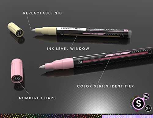 TOOLI-ART Acrylic Paint Markers Paint Pens Special Colors Set For Rock Painting, Canvas, Fabric, Glass, Mugs, Wood, Ceramics, Plastic, Multi-Surface. Non Toxic, Water-based (PASTEL) - Image 3