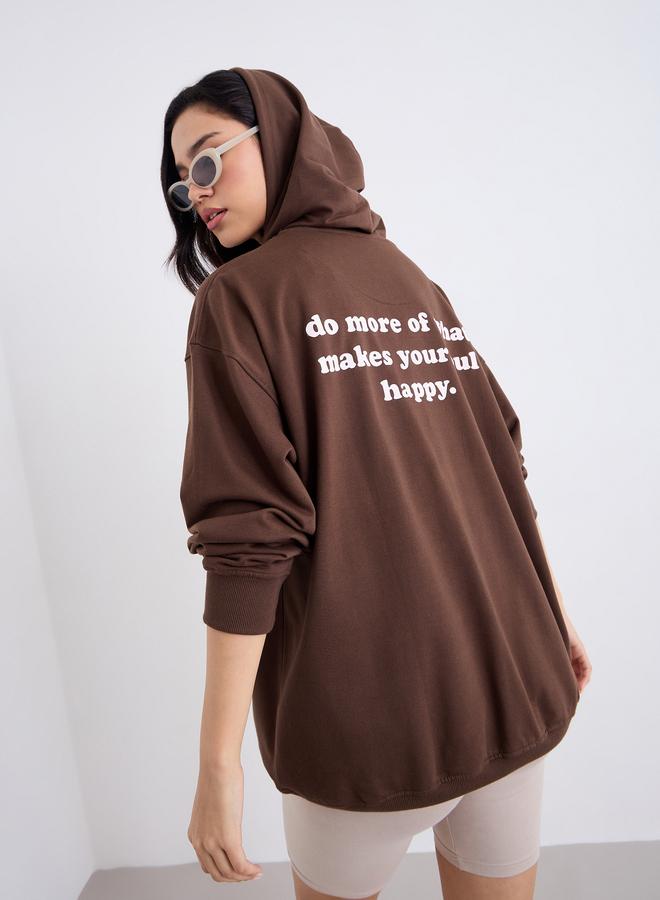 ستايلي هودي فضفاض بطبعة كتابة - Image 5