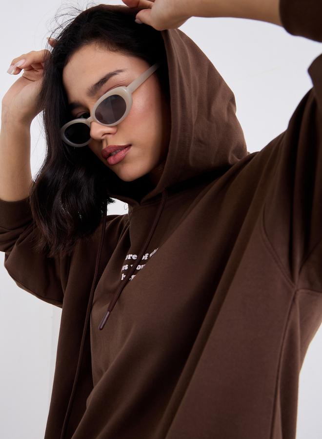 ستايلي هودي فضفاض بطبعة كتابة - Image 3