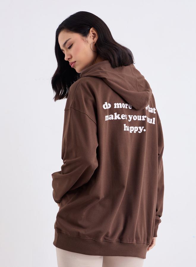 ستايلي هودي فضفاض بطبعة كتابة - Image 4