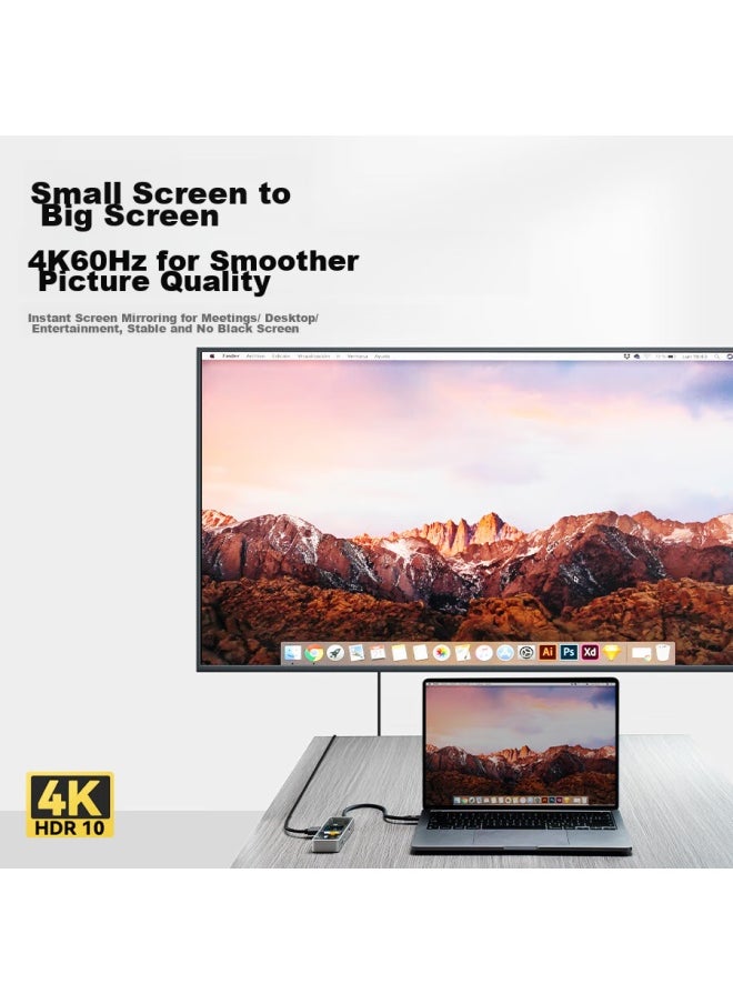 DOCKCASE Dockcase Smart Type-c High-speed Expansion Dock With Screen For Macbook, Apple Computer Converter, Usb-c To Hdmi High-definition 4k 60hz Screen Mirroring Laptop Desktop Expansion Dock  - Image 3