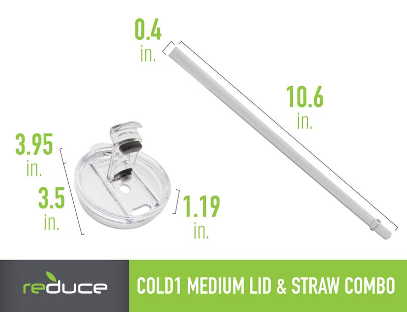 REDUCE brand Cold1 Tumblers or Mugs 20-24oz mouth Replacement Lid (3.5 inch diameter) and Straw (10.6 inch) set, Clear, BPA Free, Dishwasher safe, Durable, Reusable, Spill Proof Lid, Medium - Image 3