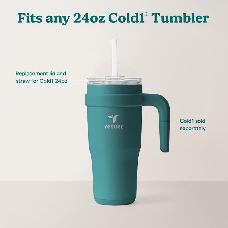 REDUCE brand Cold1 Tumblers or Mugs 20-24oz mouth Replacement Lid (3.5 inch diameter) and Straw (10.6 inch) set, Clear, BPA Free, Dishwasher safe, Durable, Reusable, Spill Proof Lid, Medium - Image 5
